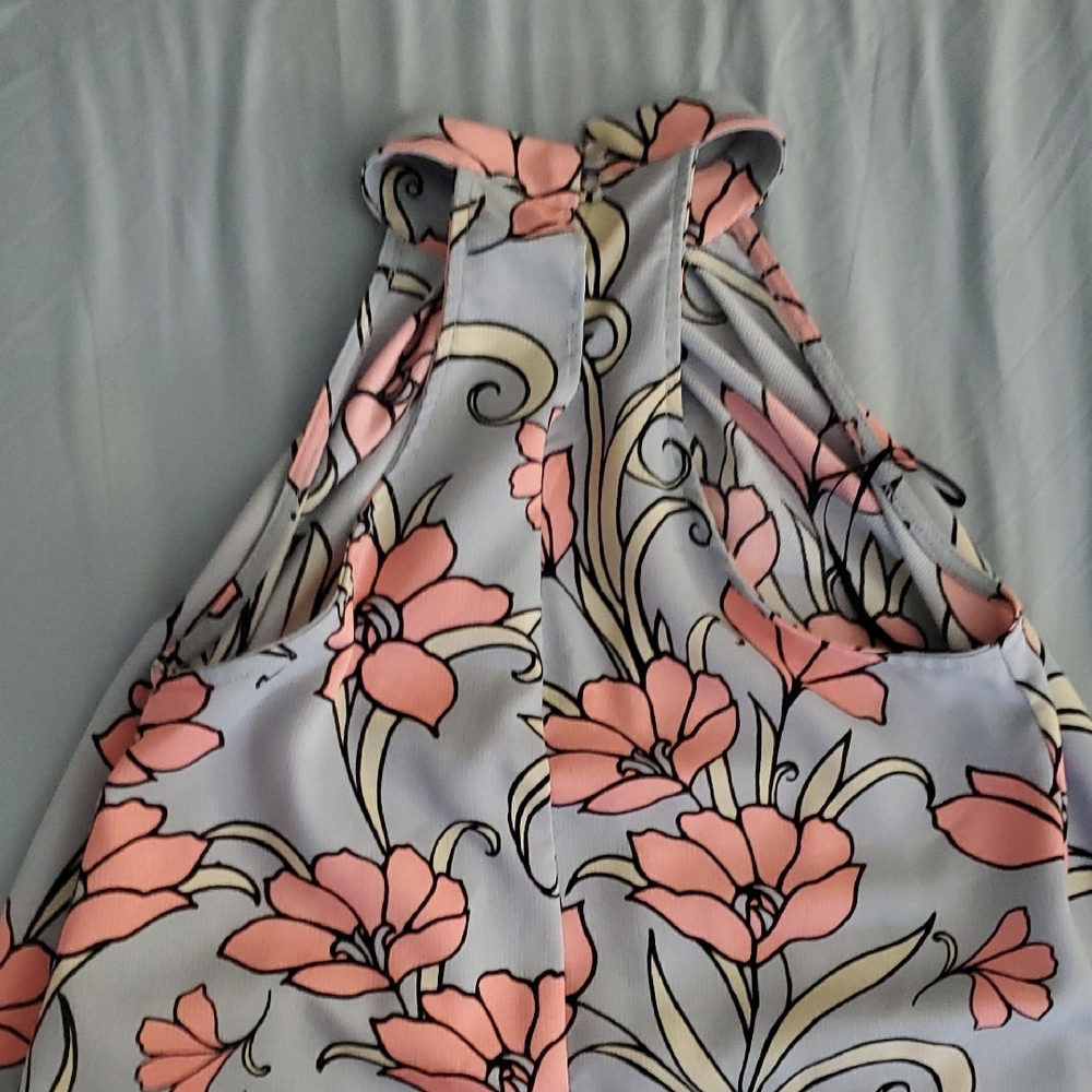 June & Hudson Pink and Black Floral Halter Top - Picture 3 of 6